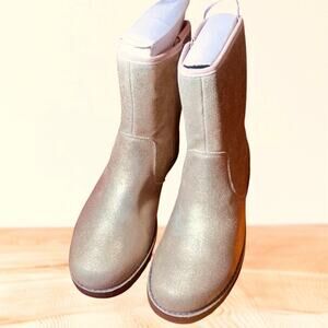 Uggs K Corene Gold Metallic Boots Lavender Laces & Trim NWT Sz 6/Wm 8